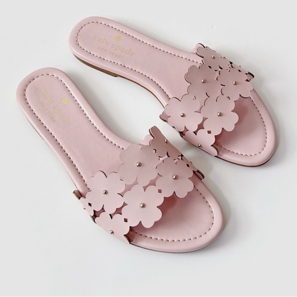 Kate Spade Daisy Field Cutout, Floral Slides, Leather, Pink